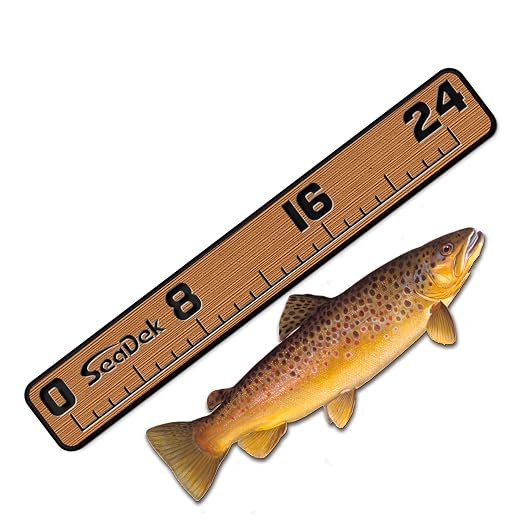 USATuff SeaDek EVA Foam Fish Measuring Ruler for Boat, Fishing, Kayak | Adhesive Backing Peel & Stick - 24" Mocha-Black