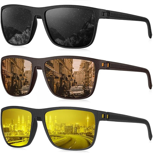 KALIYADI Polarized Sunglasses for Men, Lightweight Sun Glasses with UV Protection for Driving Fishing Golf