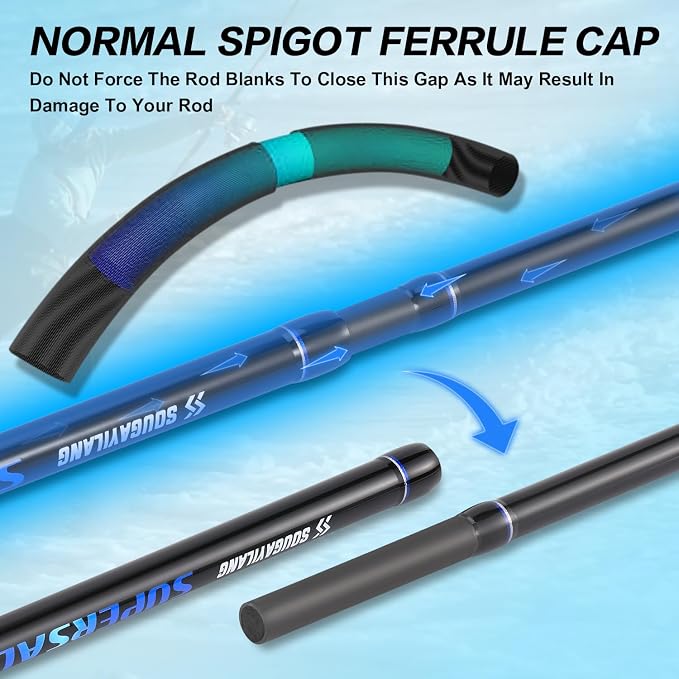 Sougayilang Surf Fishing Rod Portable Travel MH/H Surf Spinning Rod 4 Piece Carbon Fiber Saltwater Fishing Rod 10'/11'/12'/15'