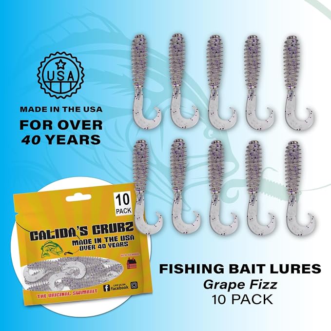 Galida's Grubz Soft Plastic Fish Bait Lures for Fishing | Fishing Bait Lure with Deep Ribs | Great for Beginners and Advanced Fishermen
