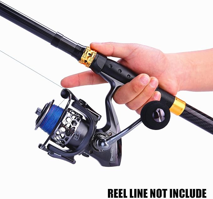 Sougayilang Telescopic Fishing Rod – 24 Ton Carbon Fiber Ultralight, Portable Retractable Handle, CNC Reel Seat, Stainless Steel Guides for Bass, Trout, Salmon, Panfish
