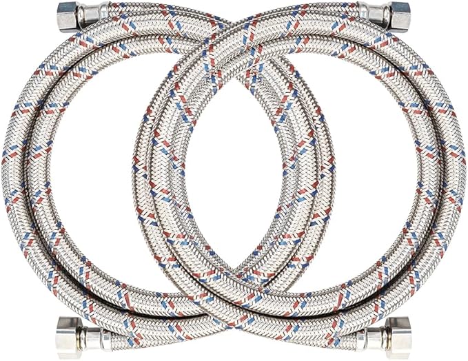 PLUMBINGMSTER 72" Faucet Hose Connector, 3/8" Comp x 1/2" FIP Braided Stainless Steel Faucet Water Supply Lines for Bathroom Kitchen Sink Faucet 2Pcs