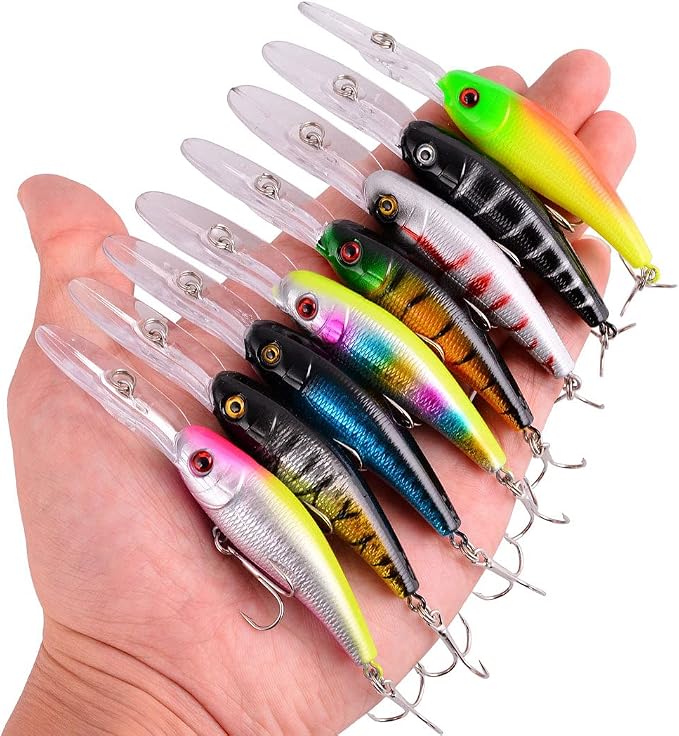 Aorace Fishing Lures Kit Mixed Including Minnow Popper Crank Baits with Hooks for Saltwater Freshwater Trout Bass Salmon Fishing