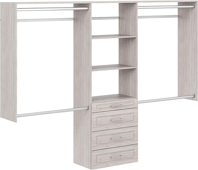 Easy Track Modern Ultimate Closet Kit 60-96 in. Width Wood Closet System - Weathered Grey