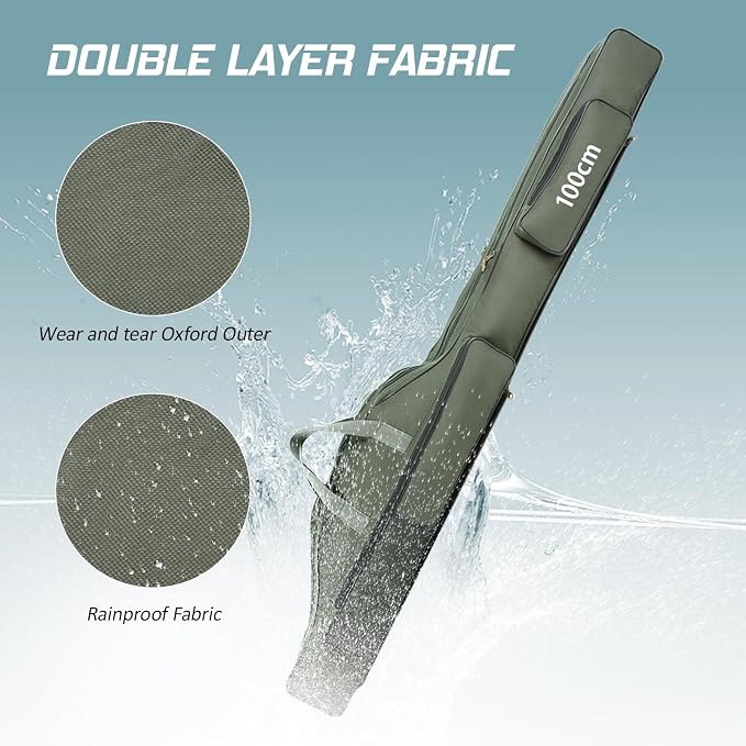 Fishing Rod Case with Fishing Tackle Box Portable Folding Rod Case Pole Reel Storage Bag Gears Organizer (100CM)