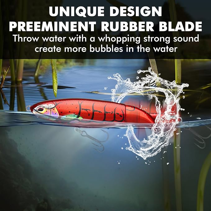 TRUSCEND Popobait Easy Catch Fishing Lures with BKK Hooks, Instant Startup, Longer Cast, Balanced Spray/Sound/Swim, Plopper Topwater Lures for Bass, Trout, Pike, Walleye, Freshwater Saltwater Fishing