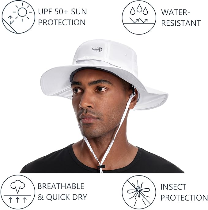 BASSDASH UPF 50+ Mosquito Sun Hat with Hidden Head Net and Neck Flap for Men Women Outdoor Fishing Hiking Camping