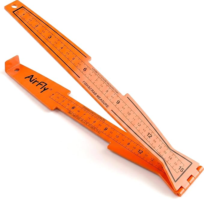 AirFly Fish Measuring Board 32 Inch Foldable Bump Board - Built-in Crab Lobster Gauge - Slot-Limit Ruler for Redfish Snook Trout Flounder - Kayak Boat Shore - High-Contrast ABS - Designed in USA