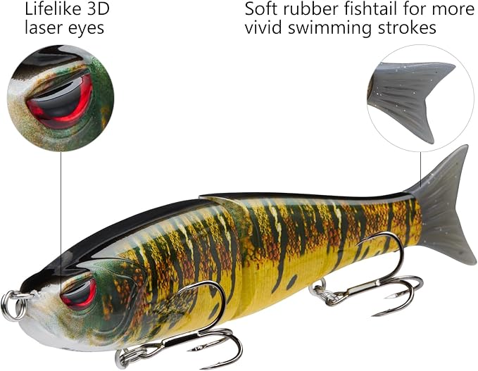 Bassdash SwimShad Glide Baits Jointed Swimbait Bass Pike Salmon Trout Muskie Fishing Lure
