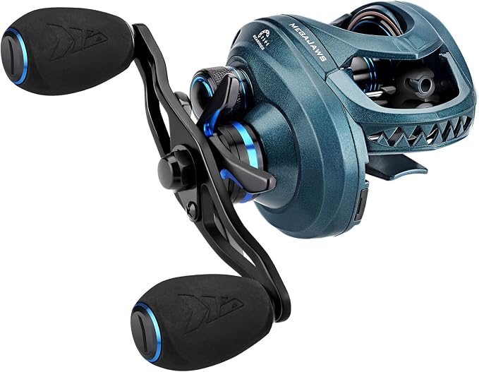 KastKing MegaJaws Elite Baitcasting Fishing Reel, New AutoMag Dual Braking System, Only 6.7oz, 17.64 LBs Carbon Fiber Drag, 11+1 Shielded BB, High Speed 5.4:1 to 9.1:1 Gear Ratios