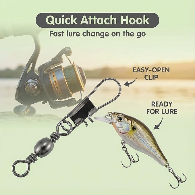 Fishing Barrel Swivels with Snap Set: 220pcs Large Small Snap Swivels Assortment for Saltwater Freshwater Connector Fishing Tackle - Size #2#4#6#8#10
