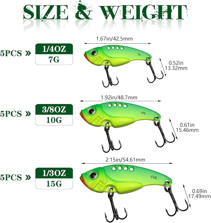 Dovesun 15/20pcs Fishing Spoon Lures Fishing Bait Trout Bass Fishing Lure for Bass, Crappie, Trout Walleye 1/5oz 1/4oz 3/8oz 1/2oz