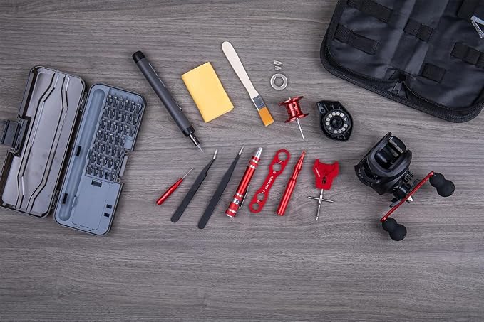 QUA'ANNYU Fishing Reel Maintenance Kit, Professional Fishing Reel Care & Repair Tool Set with 24/30/38-in-1 Screwdriver Set