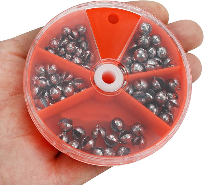 Joyiii Fishing Weights Sinkers 205pcs/100pcs Lead Split Shot Fishing Line Sinkers 5 Sizes Removable Egg Lead Assortment