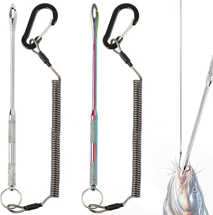 HONGYAN Fish Hook Remover Tool - 2 Pack Fishing Dehooker with Retractable Lanyard, Quick Release Descending Device for Saltwater Freshwater Fishing