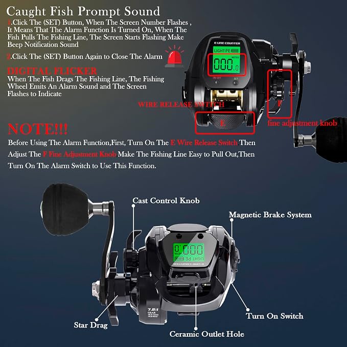 Digital Baitcasting Fishing Reel with LCD Display,8 oz Ultralight Electric Baitcaster Reel, 22-35 Lb Max Drag,6.3:1/7.2:1 Gear Ratio,Left/Right Handed,Compact Design for Freshwater & Saltwater