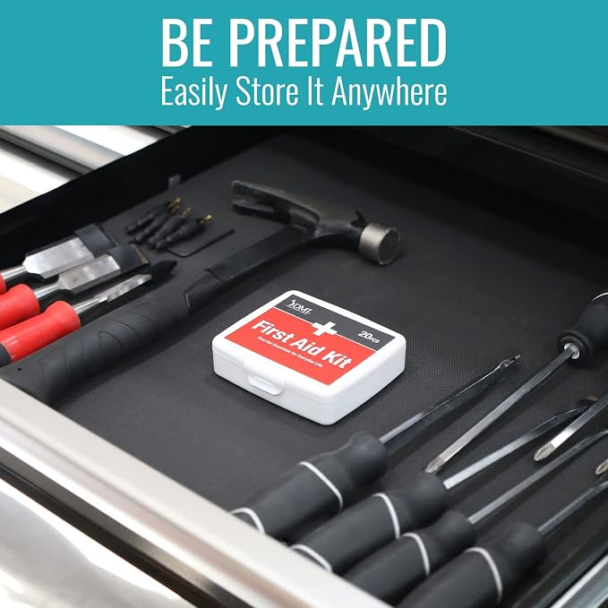 DMI First-Aid Kit, Mini 20-Piece, Small and Compact All-Purpose Use for Minor Cuts and Scrapes, Durable Water-Resistant Case, Portable, White
