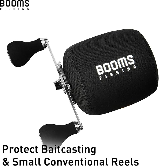 Booms Fishing RC1 Neoprene Reel Cover, Round Baitcasting Reels Cover, Fit for 50 100 200 300 400 800 1000 2000 3000 4000~10000 Conventional Reels, S/M/L/XL Size