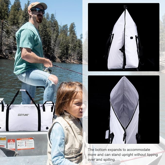 Goture Insulated Fish Cooler Bag,Travel Insulated Cooler Bag,Monster Leakproof Fish Kill Bag, Portable Small/Medium/Large Cooler Bag for Outdoor Travel Camp Beach Picnic with Drain Plug