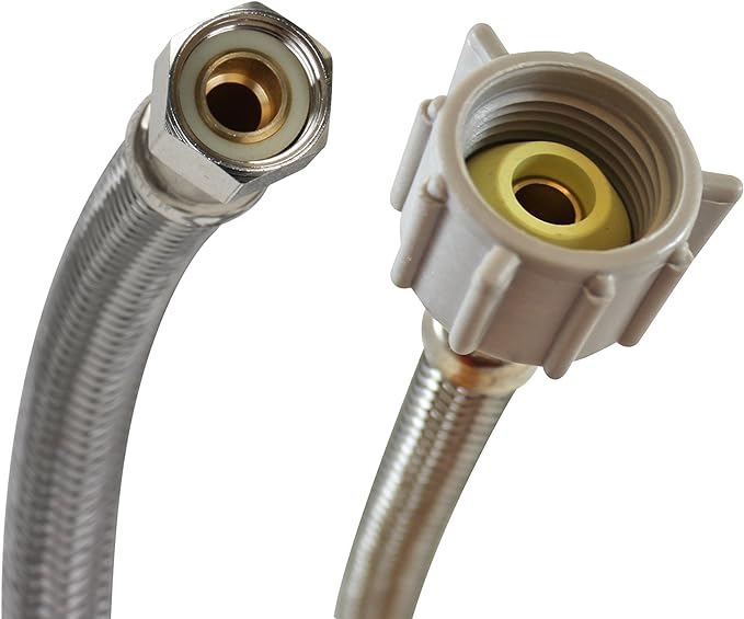 Fluidmaster B1T20 Toilet Connector, Braided Stainless Steel - 3/8 Female Compression Thread x 7/8 Female Ballcock Thread, 20-Inch Length