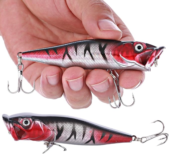 Sougayilang Fishing Lures Large Hard Bait Minnow VIB Lure with Treble Hook Life-Like Swimbait Fishing Bait Popper Crankbait Vibe Sinking Lure for Bass Trout Walleye Redfish