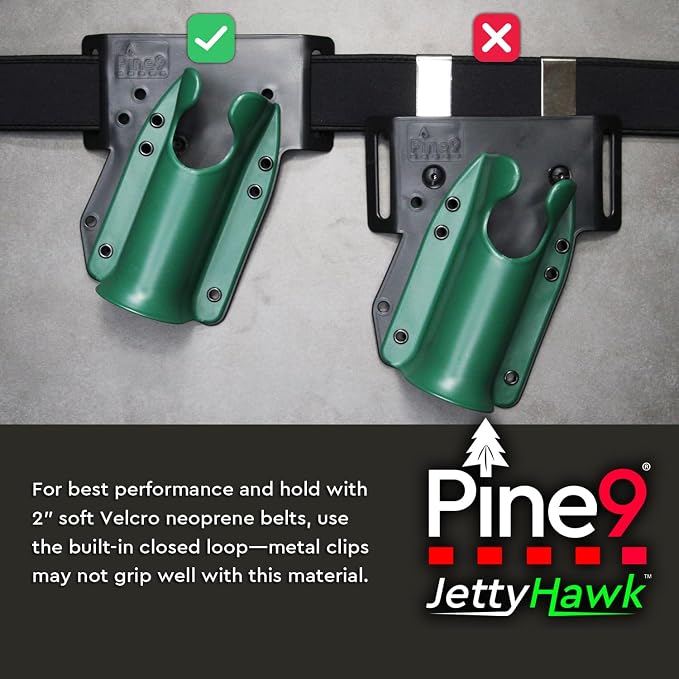 JettyHawk Fishing Rod Hip Holster, Hands-Free Quick-Draw Holder, Fits 1.5-2" Pole, for Spinning, Baitcaster, Centerpin & Surf Rods, Wading & MOLLE Belts
