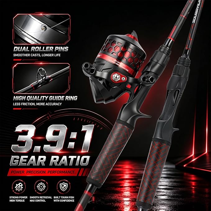 Sougayilang Spincast Fishing Rod and Reel Combo - 2-Piece Lightweight & Portable Casting Rod with Easy-to-Use Spincast Reel for Beginners, Youth, Freshwater Fishing