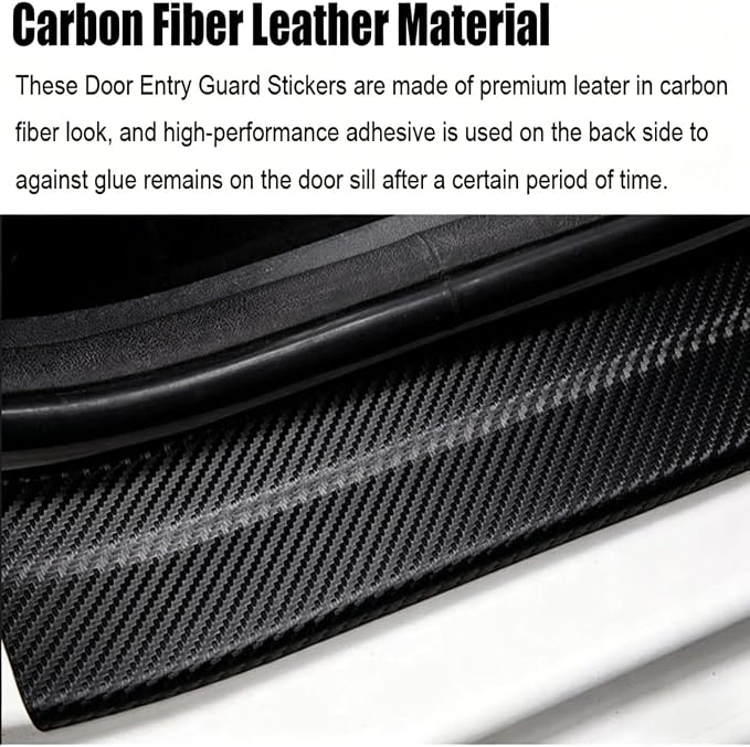 Door Sill Protector for 2018–2023 Stinger Accessories Car Door Entry Guard Sill Protector with Plastic Scraper Carbon Fiber Leather Threshold Stickers