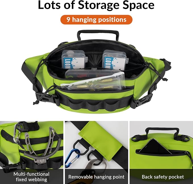 THKFISH Fishing Waist Pack, Fishing Tackle Bag Waterproof Fanny Pack for Women & Men Portable Sling Bag