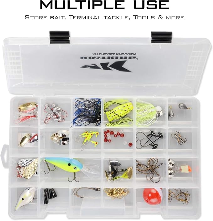 KastKing Tackle Boxes, Plastic Box, Plastic Storage Organizer Box with Removable Dividers - Fishing Tackle Storage - Box Organizer - 2 Packs /4 Packs Tackle Trays - Parts Box