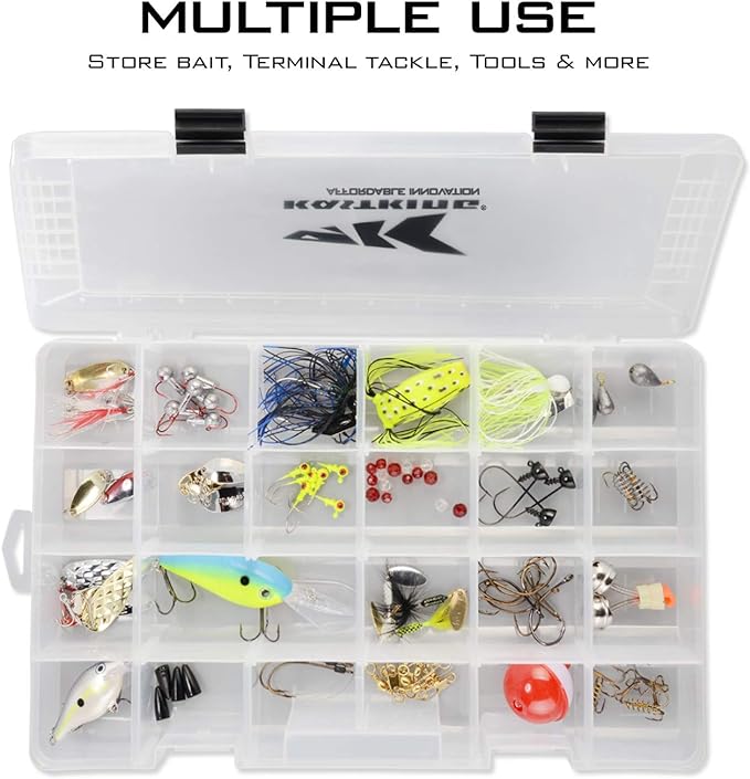 KastKing Tackle Boxes, Plastic Box, Plastic Storage Organizer Box with Removable Dividers - Fishing Tackle Storage - Box Organizer - 2 Packs /4 Packs Tackle Trays - Parts Box
