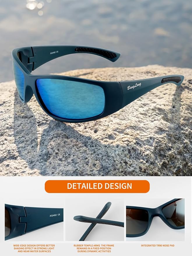 BangLong Polarized Sunglasses for Men Women, UV Protection Fishing SunGlasses for Fishing Running Cycling Golf TR90