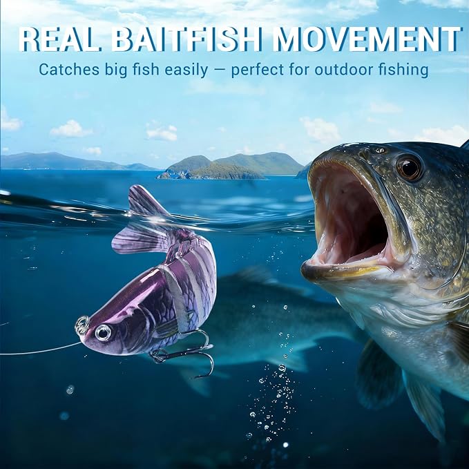 Keenjorika Fishing Lures Multi Jointed Fish Fishing Kits, Slow-Sinking Lifelike Segmented Swimbait Crankbaits, Realistic Swimming Action for Bass, Trout, Pike & Walleye, Freshwater and Saltwater
