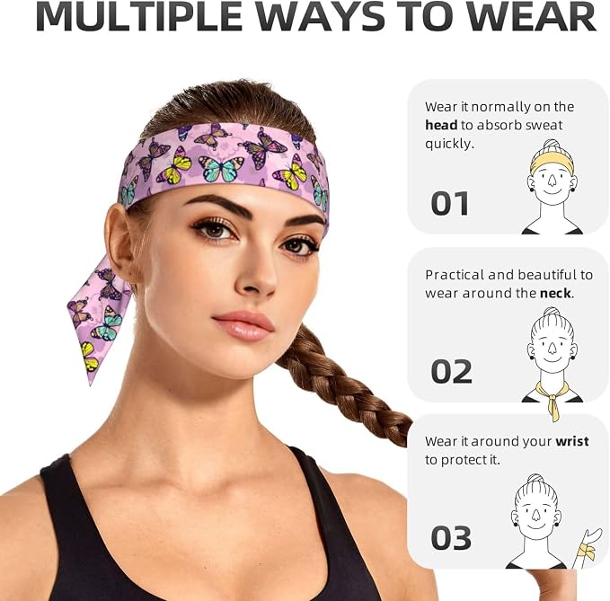 Sports Tie Headbands for Men Women, Adjustable Ninja Karate Head Band Headband for Basketball, Running, Tennis, Yoga