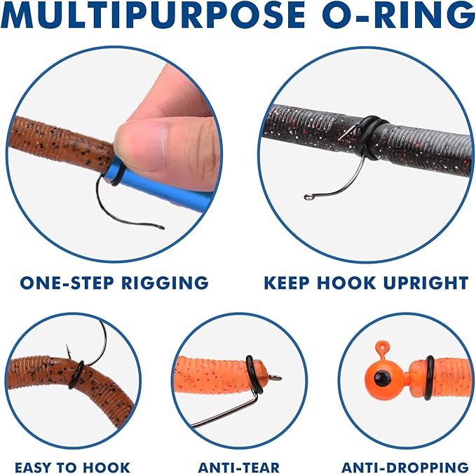 TRUSCEND Gradient Fishing Wacky Rig Tool with Silicone O Rings 210Pcs for 3"-4" and 5"-7" Fishing Worm Lures, Ultra-Smooth Downriggers Tube for Easy Installation and Great Protection of Stick Bait N1