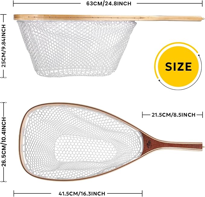 SF Fly Fishing Landing Net Soft Rubber Mesh Trout Net Catch and Release Net