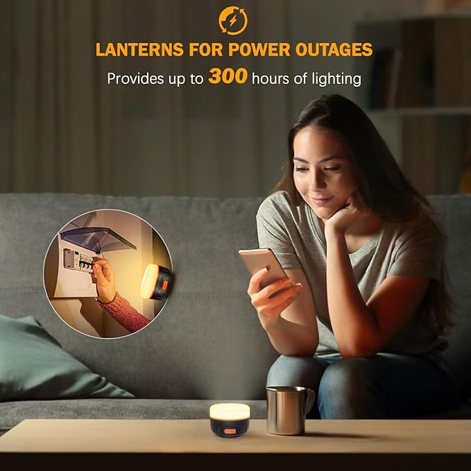 Yonktoo Rechargeable LED Camping Lantern 1000LM, 300H Runtime, 6400mAh, IPX5 Waterproof Tent Light for Camping, Hiking, Power Outages, Home, Emergency Use - Wireless Remote Edition,White