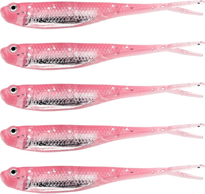 QualyQualy Soft Swimbait Fishing Lures 5PCS 6PCS Jerk Shad Minnow Drop Shot Lure Bass Bait Shad Lure Soft Jerkbait for Bass Trout Pike Walleye Crappie 2.95'' 3.93'' 4.72''