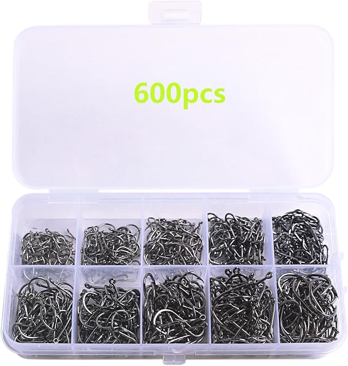 1000pcs 600pcs 300pcs Small Fish Hooks for Freshwater, 10 Specifications of Trout Fishing Hook Set