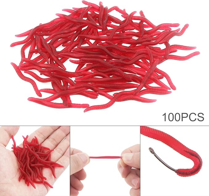 100pcs 1.5inch Simulation Earthworm Fake Worm Soft Fishing Lures, Plastic Fishing Lure Soft Lures Artificial Worm Lures