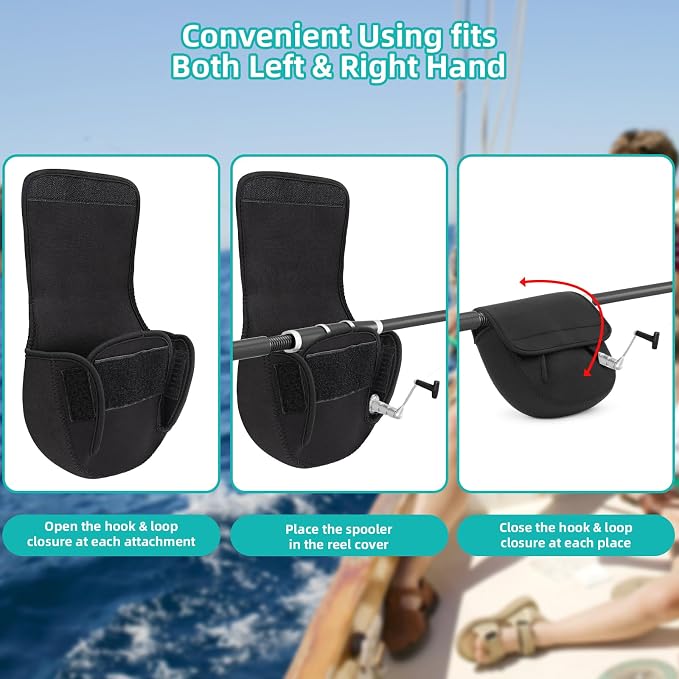 Neoprene Spinning Reel Cover Waterproof & Shockproof Fishing Reel Protective Case Breathable Casting Reel Cover Right/Left Hand Universal Reel Pouch (L)