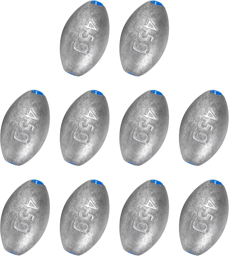 BLUEWING Egg Sinkers Fishing Weights Oval Shaped Fishing Sinkers Lead Fishing Sinker for Saltwater Fishing，1/8 oz to 7 oz