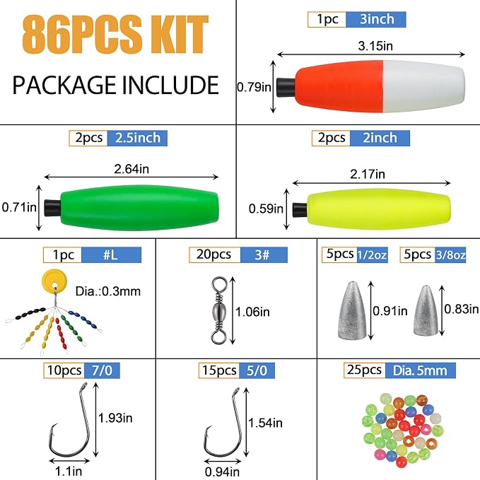 Catfish Rig Catfishing Tackle Making Kit Santee Cooper Rig with Catfish Floats Rattling Line Float Lures Peg Float Bobbers Catfish Hooks Swivels Catfish Sinker Weights Fishing Rattle Bells