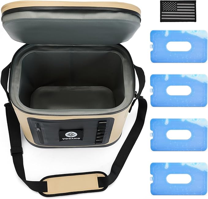 Vogano 40 Can Soft Cooler Bag - Insulated Leak-Proof Large Cooler Bag with Roll-Top Waterproof Seal | Portable Ice Chest for Camping, Beach, Travel, Picnics | 24HR Cold Retention