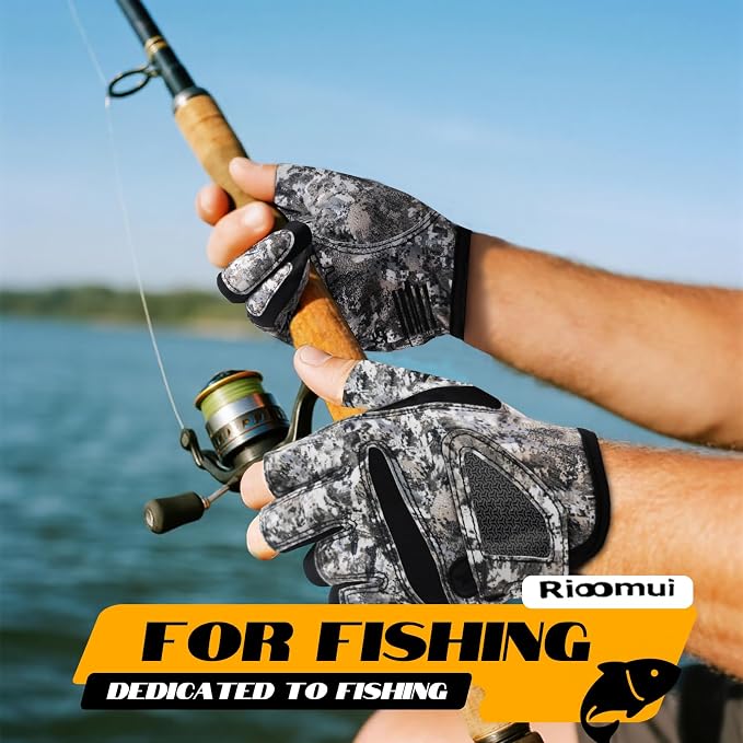 3-Cuts Fishing Gloves Men, Lightweight Breathable Anti-Slip Kayak Gloves Women for Kayaking, Sailing,Paddling,Rowing Enhanced Grip and Comfort