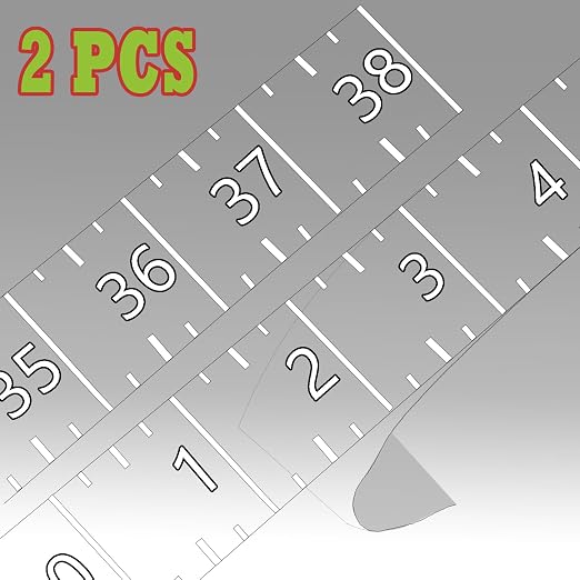 38" Boat Ruler Fish Measuring Sticker - Transparent Waterproof Decal Tape Measure - Clear Discreet Adhesive for Boat, Kayak, Net, Gaff, Table - 2 Pack