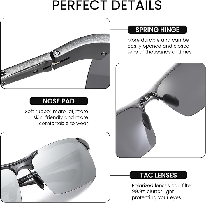 DUCO Polarized Sunglasses Mens Ultralight Carbon Fiber Sun Glasses for Men Driving Sports Fishing UV400 Protection DC8277