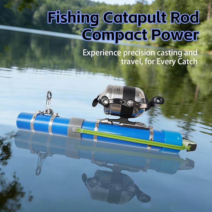 Portable Fishing Catapult Rod, Durable & Lightweight Telescopic Lure & Bait Launcher for Saltwater & Freshwater, High Elasticity Casting Tool, Professional New Model Travel Fishing Gear