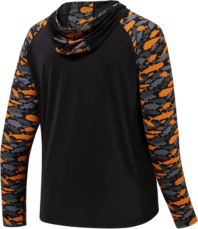 BASSDASH Men’s UPF 50 Performance Fishing Shirt Cooling Hoodie Camo Long Sleeve FS17M