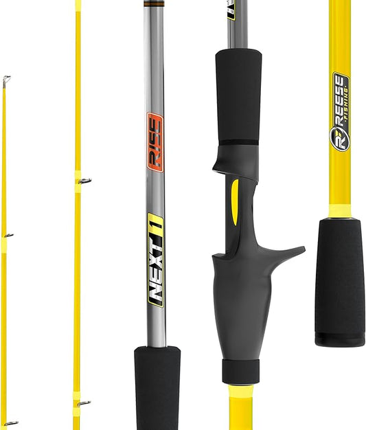 Next 1 Freshwater Bass Fishing Rod, 6'8"-7'6", 20/30-Ton Graphite, SeaGuide Zirconia Guides, 1-Piece Baitcaster Rod for Crankbait, Swimbait, BFS